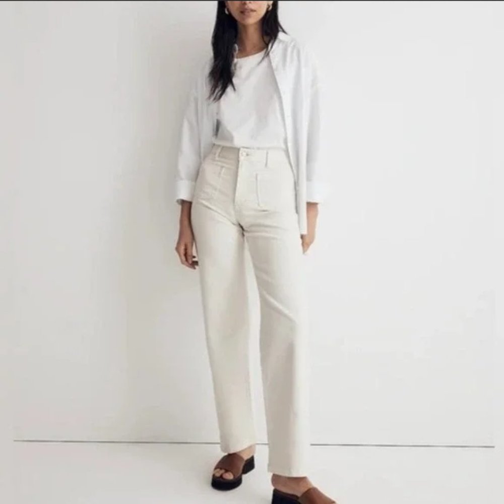 Madewell Petite Perfect Vintage Wide Leg Patch Pocket Denim Sz 26P